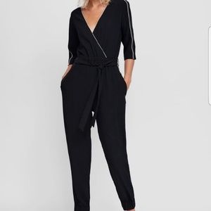 NWT Zara black with white piping jumpsuit